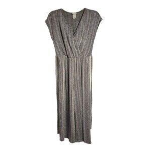 Caution to the Wind Women’s M Black White Stripe Knit Cap Sleeve Jumpsuit Tie